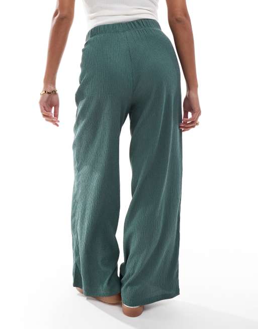 Vero Moda Petite - Grønne bukser i jersey-crepe med brede ben, 5 af 5
