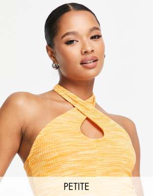 halterneck top in orange melange
