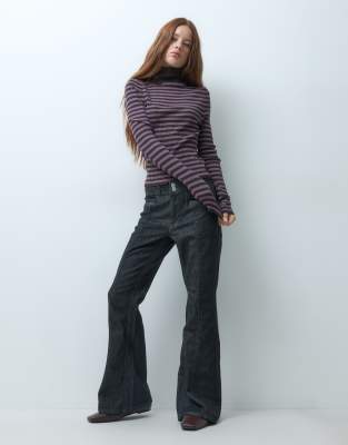 Vero Moda Petite Hazel High Rise Seam Detail Flared Jeans In Black
