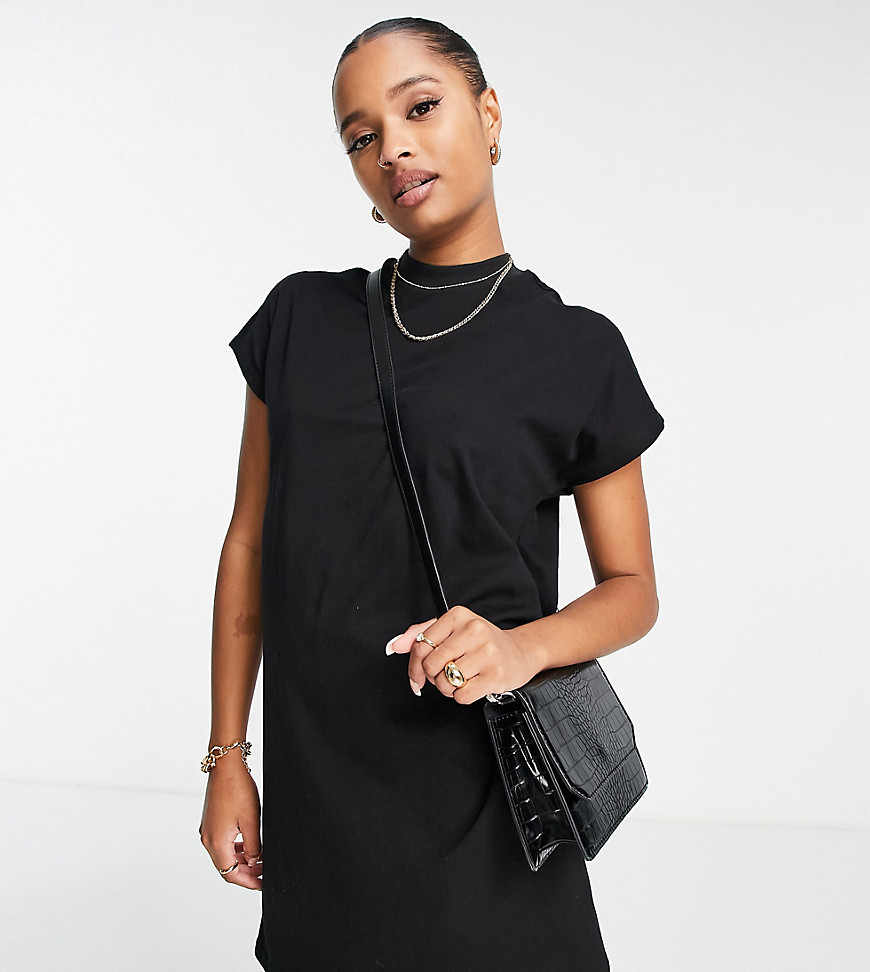 Vero Moda Petite High Neck T-Shirt Mini Dress In Black