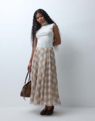 Vero Moda Petite High Waist Asymmetric Midi Skirt In Neutral