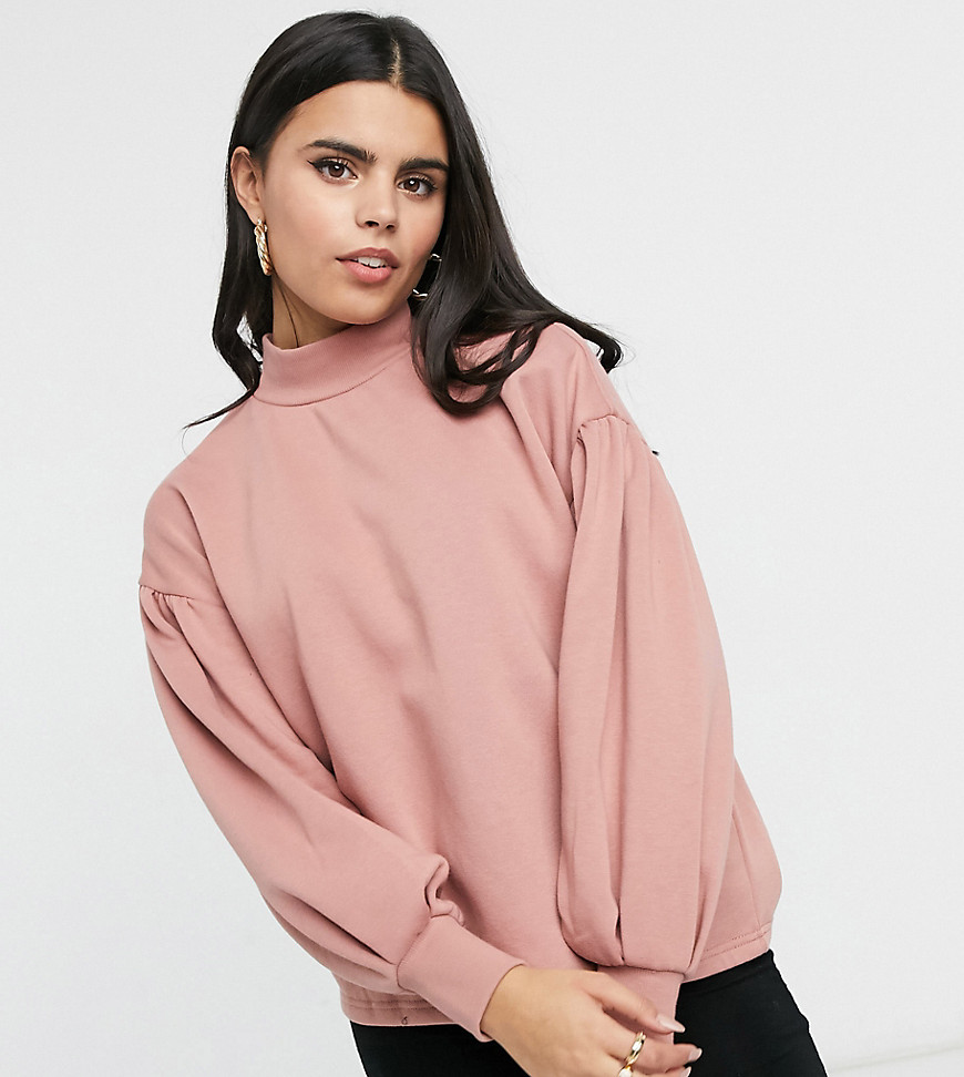 Vero Moda Petite - Hoogsluitende sweater in roze-Bruin