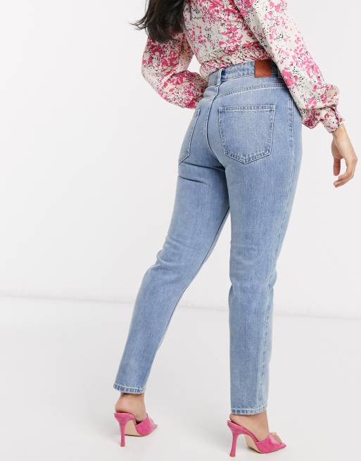 Vero Moda Petite - Jean mom taille haute - Bleu clair