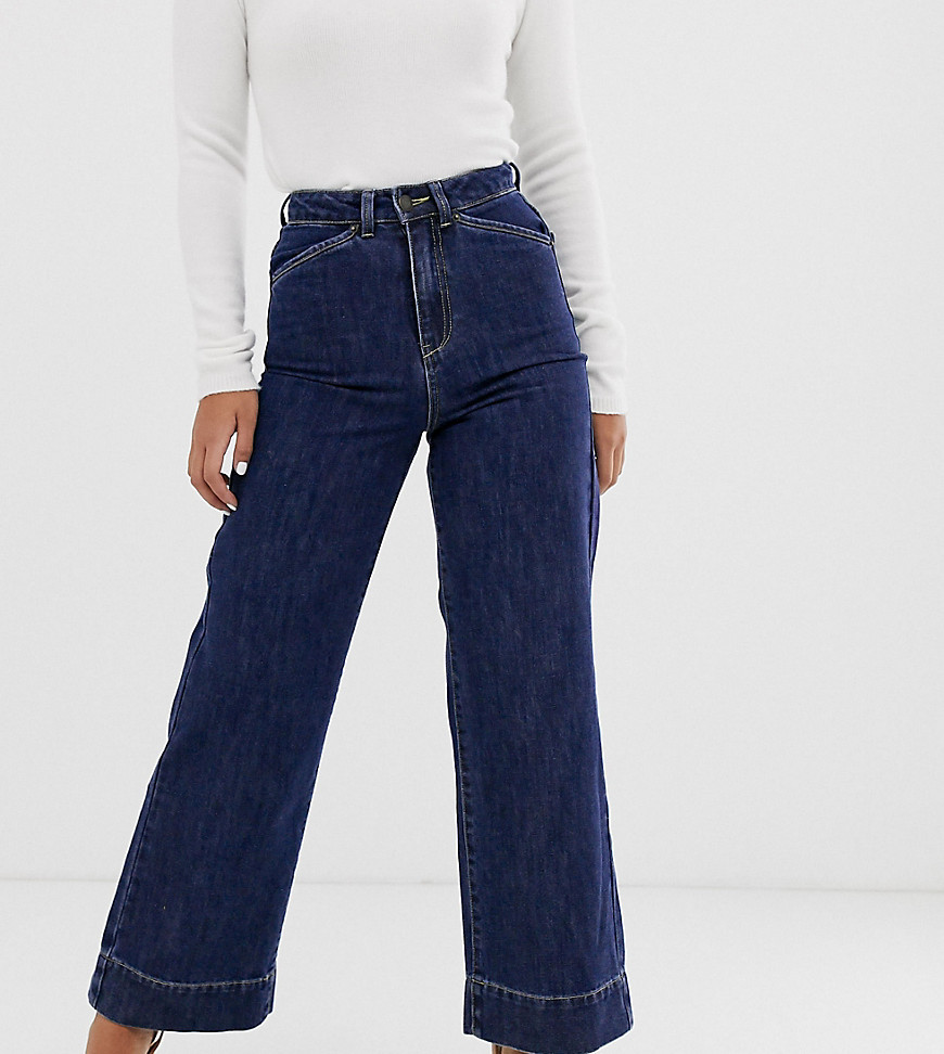 Vero Moda Petite - Jeans met hoge taille en wijde pijpen-Blauw