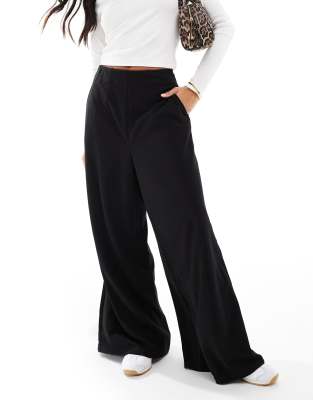 jersey crepe super wide leg pants in black