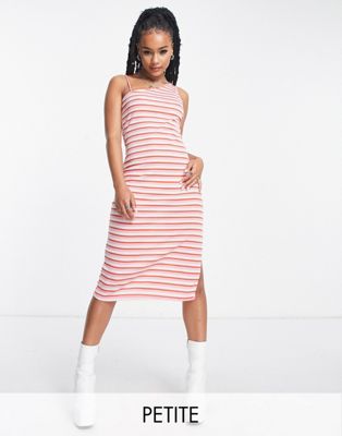 Vero Moda Petite jersey printed stripe mini dress in pink