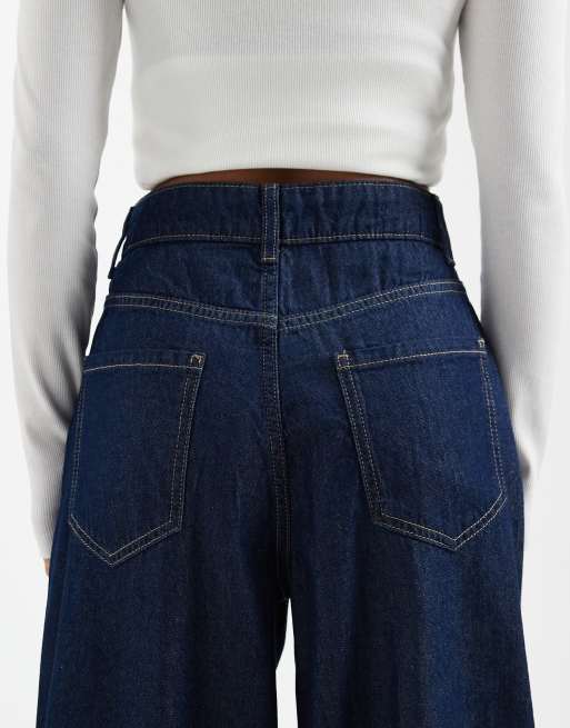 Vero Moda Petite - Kirsa - Jean barrel à taille haute - Bleu foncé délavé, 4 de 5