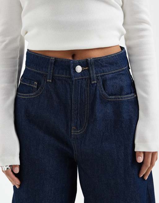 Vero Moda Petite - Kirsa - Jean barrel à taille haute - Bleu foncé délavé, 5 de 5