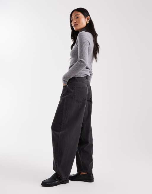 Vero Moda Petite - Kirsa - Jean barrel à taille haute - Noir délavé, 3 de 5