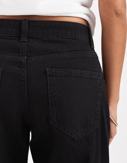 Vero Moda Petite Kirsa mid rise straight leg jeans in black wash, 4 of 5