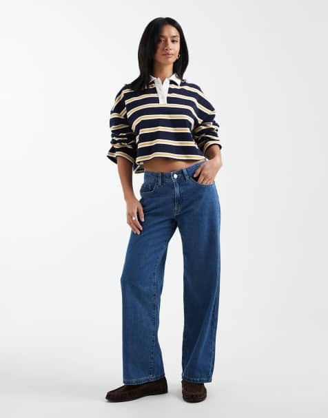Vero Moda Petite Kirsa mid rise straight leg jeans in medium blue wash