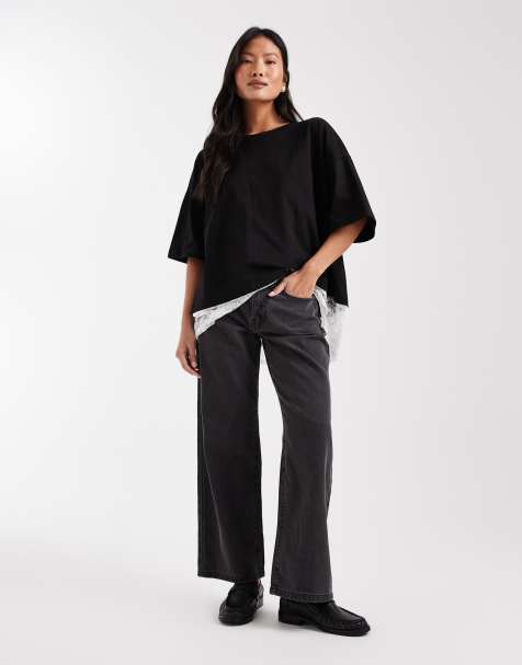 Vero Moda Petite Kirsa mid rise straight leg jeans in medium grey wash
