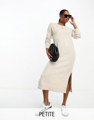 Vero Moda Petite knitted jumper midi dress in cream