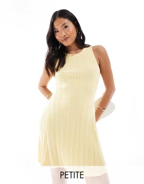 Vero Moda Petite knitted racer swing dress in yellow - view 1