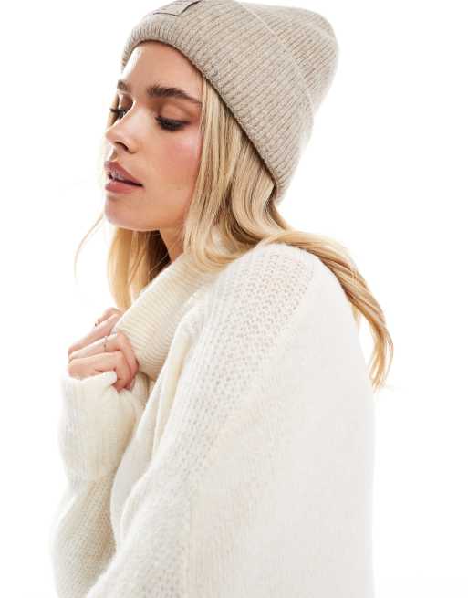 Vero Moda Petite knitted roll neck mini dress in cream melange, 3 of 4