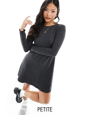 Vero Moda Petite knitted skater mini dress in black