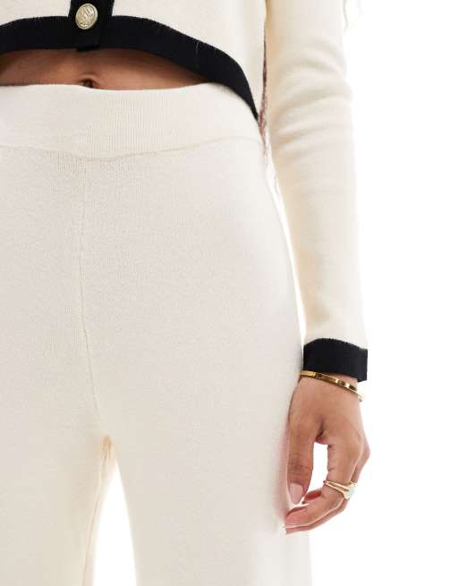 Vero Moda Petite knitted wide leg pants in cream - part of a