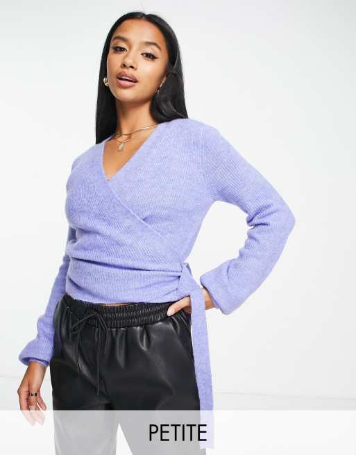 Vero Moda Petite knitted wrap cardigan in purple ASOS