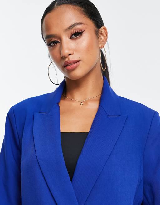 Vero Moda Petite – Koboltblå, dubbelknäppt, figursydd kavaj, del av kostym, 3 av 4
