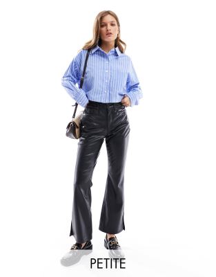 Leather look petite on sale trousers