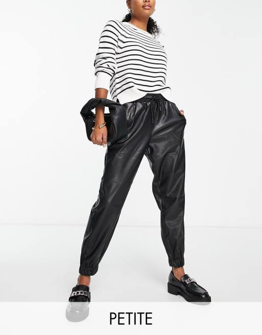 Black leather best sale look cuffed joggers