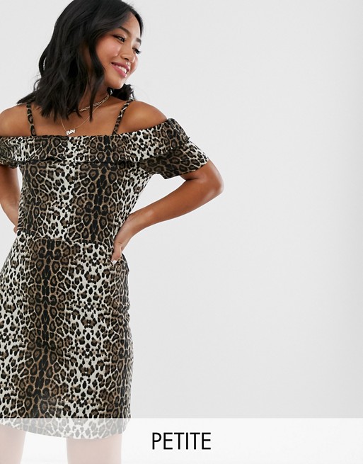 Vero Moda Petite leopard print bardot dress