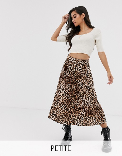 Vero Moda Petite leopard print button thru skirt