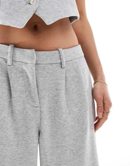 Vero Moda Petite – Ljusgrå melerade byxor i jersey med vida ben, del av set, 5 av 5