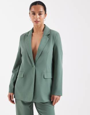 Vero Moda Petite Loose Fit Tailored Blazer In Green