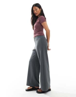 Vero Moda Petite Loose Pull On Pants In Gray