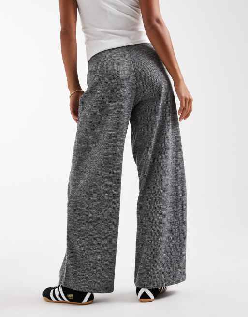 Vero Moda Petite loose pull on pants in salt and pepper heather