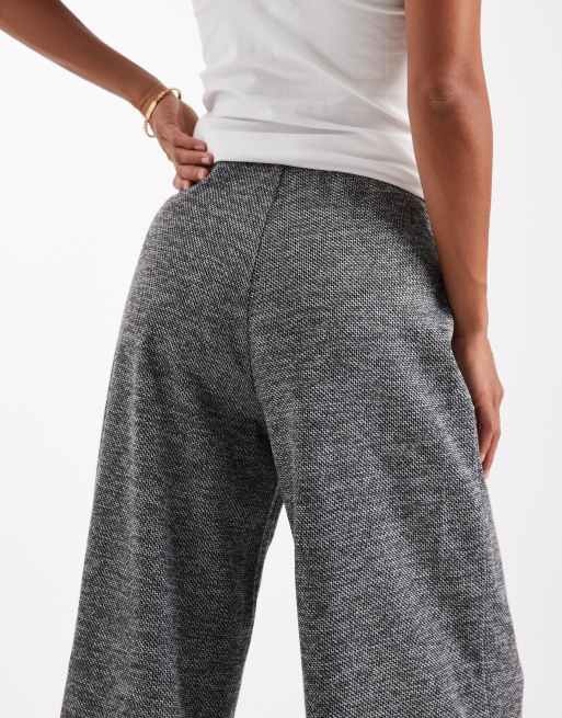 Vero Moda Petite loose pull on pants in salt and pepper heather