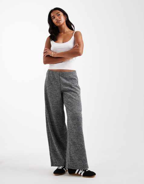 Vero Moda Petite loose pull on pants in salt and pepper marl - view 1