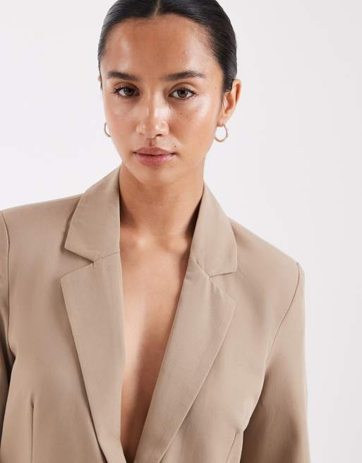 Vero Moda Petite - Losvallende elegante blazer in beige, deel van co-ord set, 4 van 4