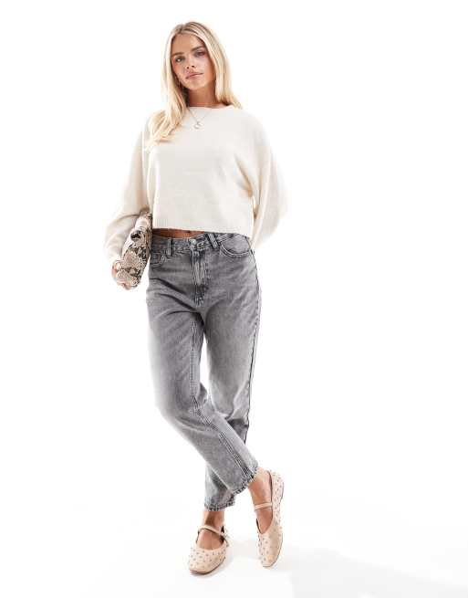 Vero Moda Petite - Maglione con scollo rotondo color crema, 3 di 4