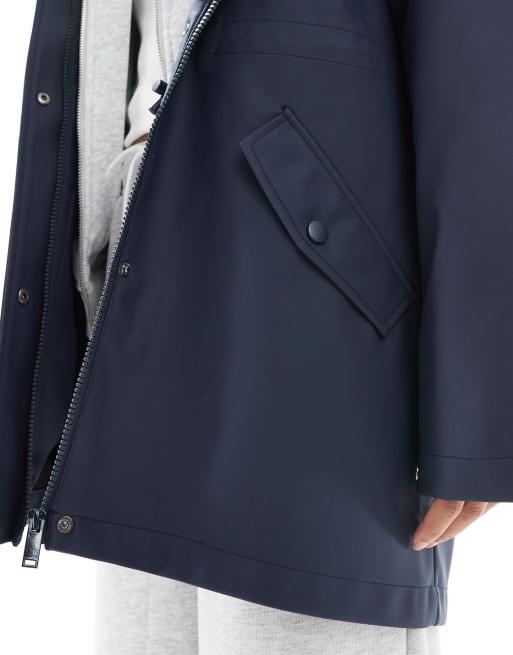 Vero Moda Petite - Marineblå regnfrakke med hætte, 4 af 4