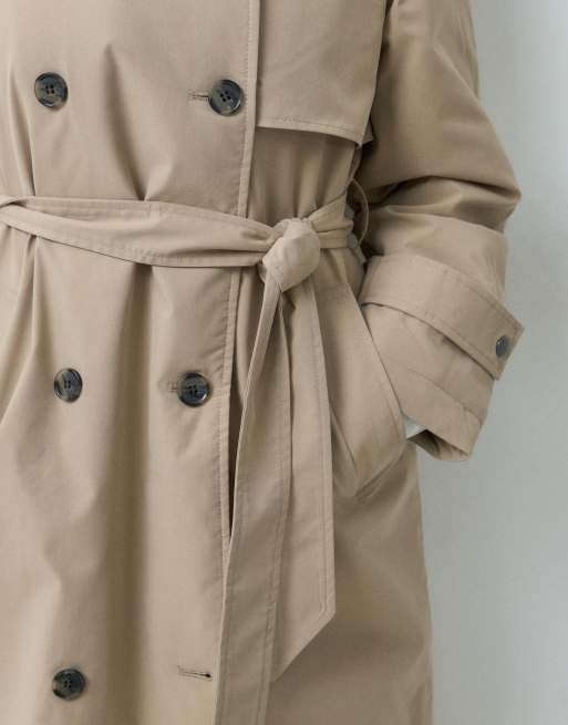 Vero Moda Petite maxi-trenchcoat met capuchon en ceintuurdetail in neutraal, 5 van 5