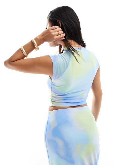 Vero Moda Petite mesh cropped top in pastel ombre print - part of a set, 2 of 4