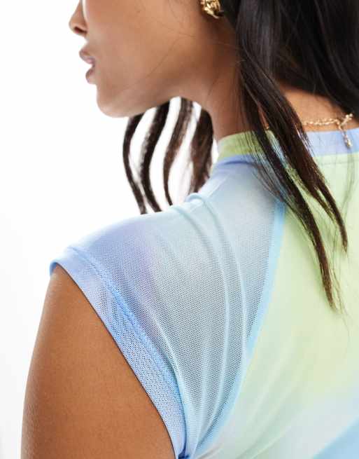Vero Moda Petite mesh cropped top in pastel ombre print - part of a set, 4 of 4