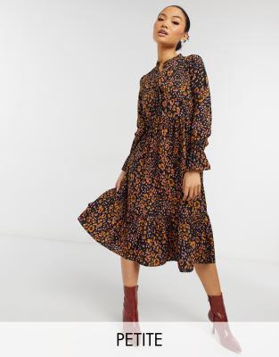 mover Lure Flåde Vero Moda Petite Midi Dress With High Neck In Animal Print-multi | ModeSens