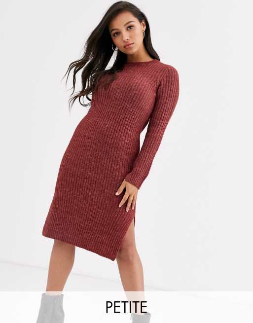 Vero Moda - Petite - Midi-jurk met zijsplit in bruin