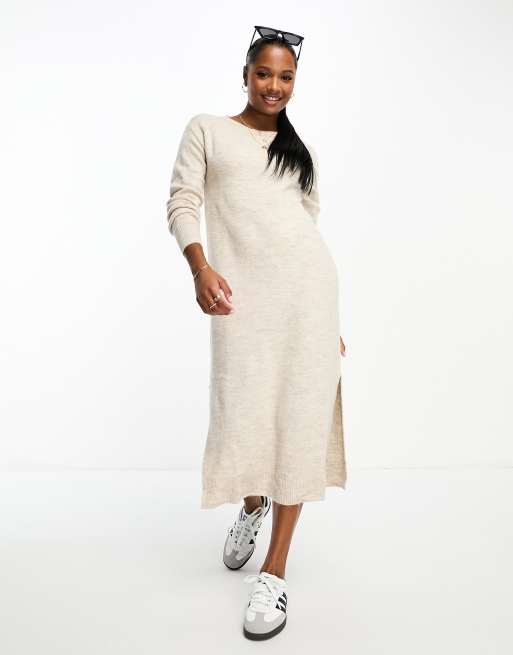 Vero Moda Pullover Kleid Creme Vero Moda Petite – Midi