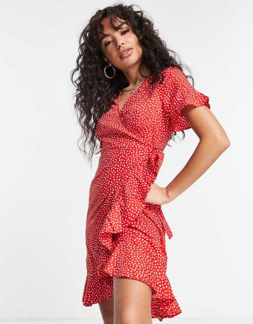 Rally huwelijk Handig Vero Moda Petite - Mini-jurk met overslag in rood met witte stippen | ASOS