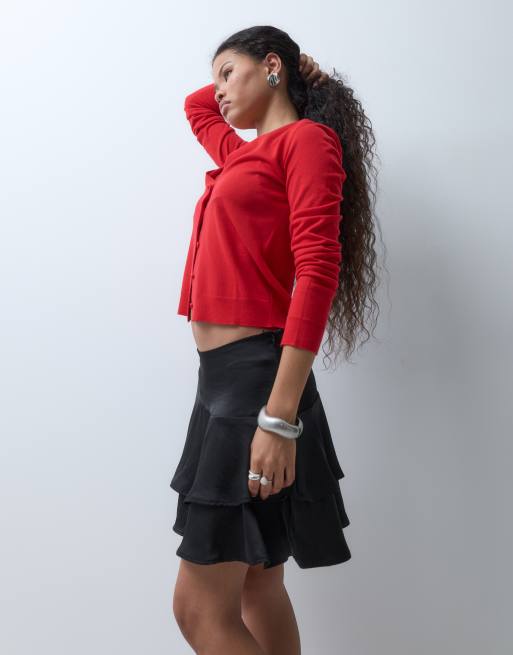 Vero Moda Petite minigonna a strati con dettaglio in vita nera, 3 di 5