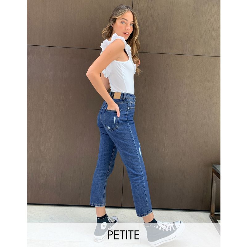 Jeans Donna Vero Moda Petite - Mom jeans a vita alta blu medio