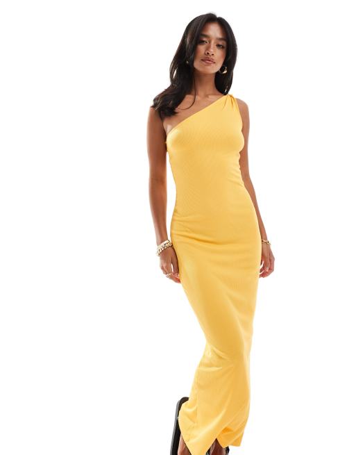 open lace back dress Asymmetrical One Shoulder Bodycon Maxi Dress Camel / 2XL main image 1