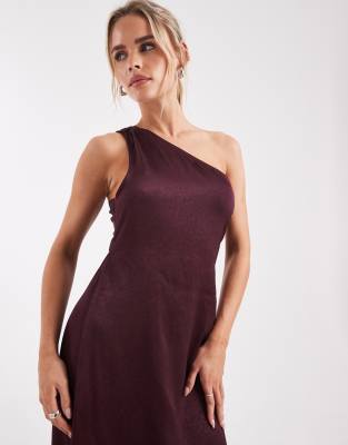 Vero Moda Petite One Shoulder Satin Maxi Dress In Red