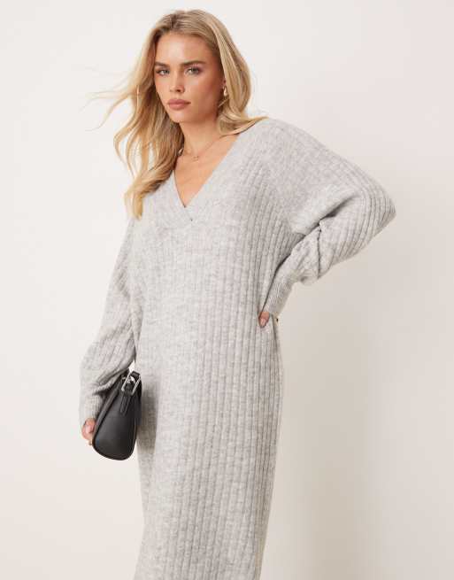 Vero Moda Petite Oversized geribbelde zachte trui-jurk in