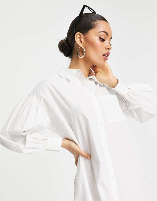 Vero Moda Petite oversized midi shirt dress in white | ASOS