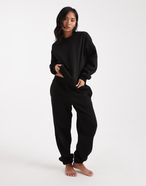Vero Moda Petite oversized sweatshirt and jogger co-ord in black - view 1